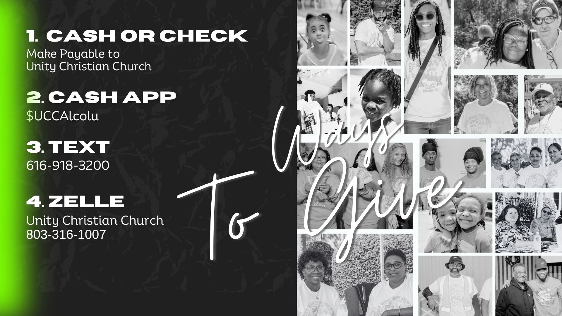 Ways to Give to Unity Christian Church